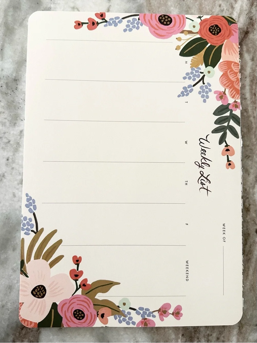 Anthropologie Rifle Paper Co. Floral Weekly Desk Notepad Planner - Mouse Pad